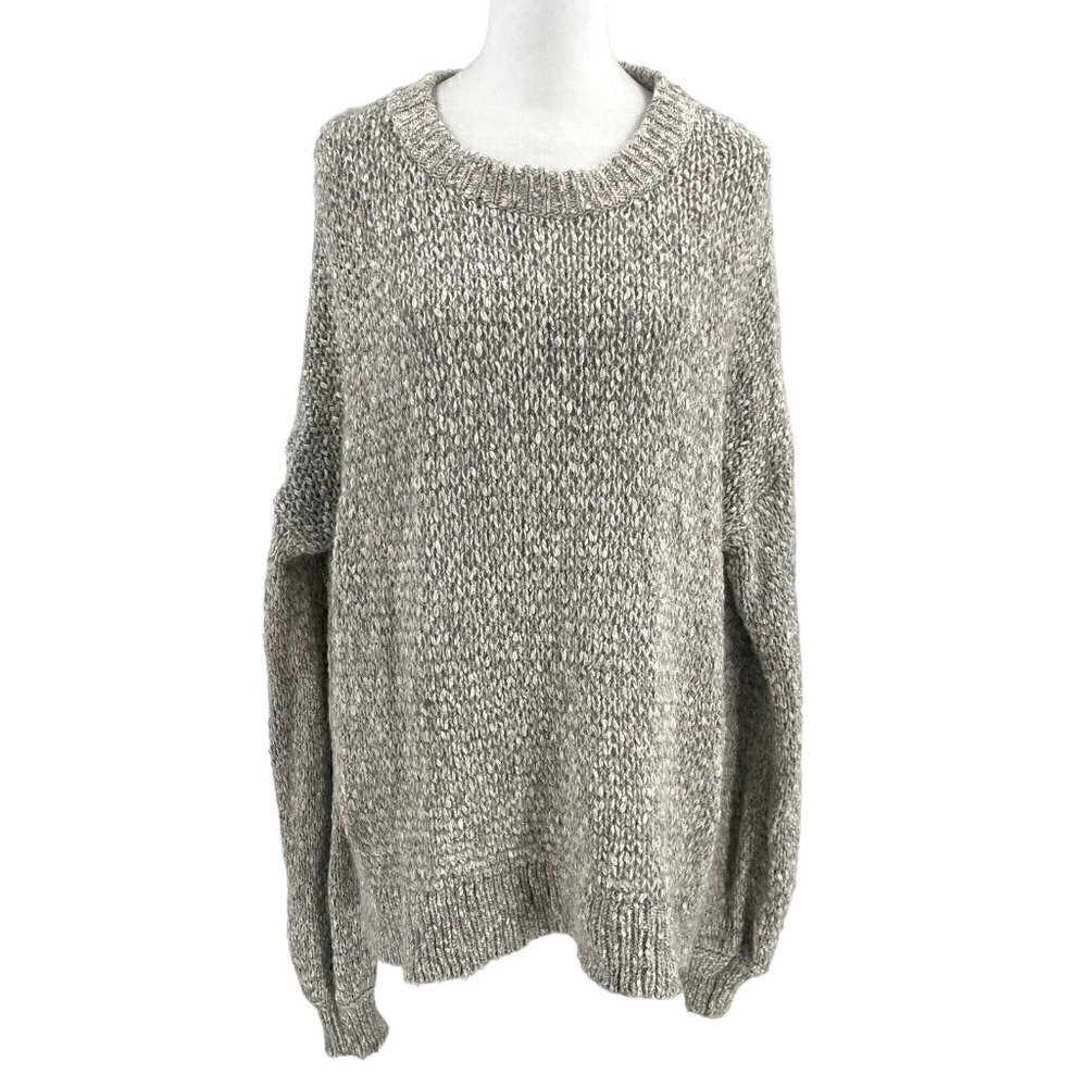 Madewell Wool Alpaca Oversized Open Knit Pullover Sweater Fuzzy Gray size Medium